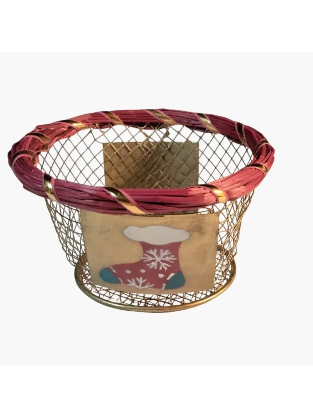 Christmas Basket Decorative Metal Wire Festive Holiday Stocking
